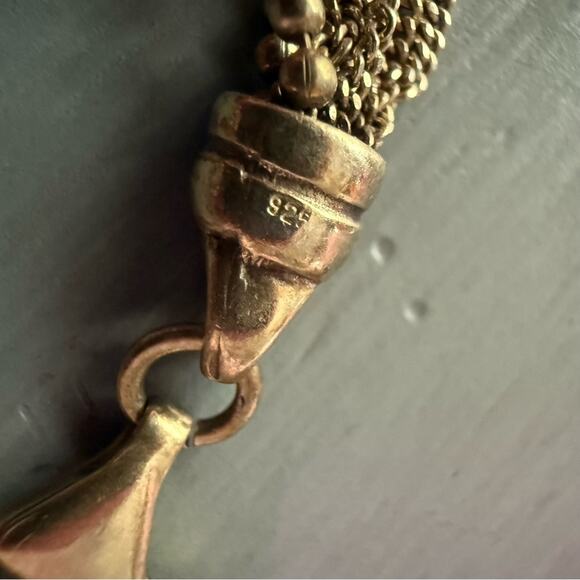 925 Sterling Silver Two Tone Multi Strand Bracelet - Picture 5 of 8